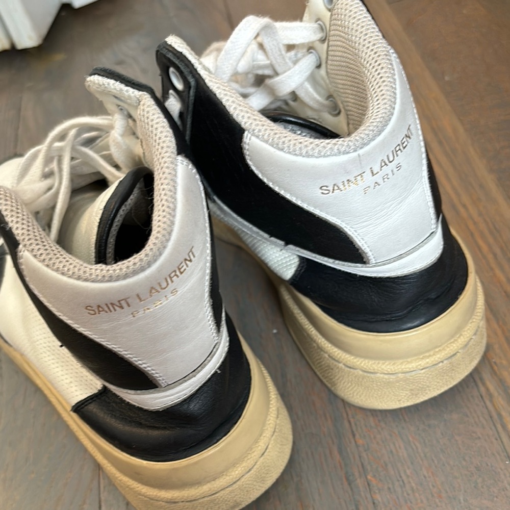 SAINT LAURENT Black and White High-Top Sneakers - Picture 4 of 8